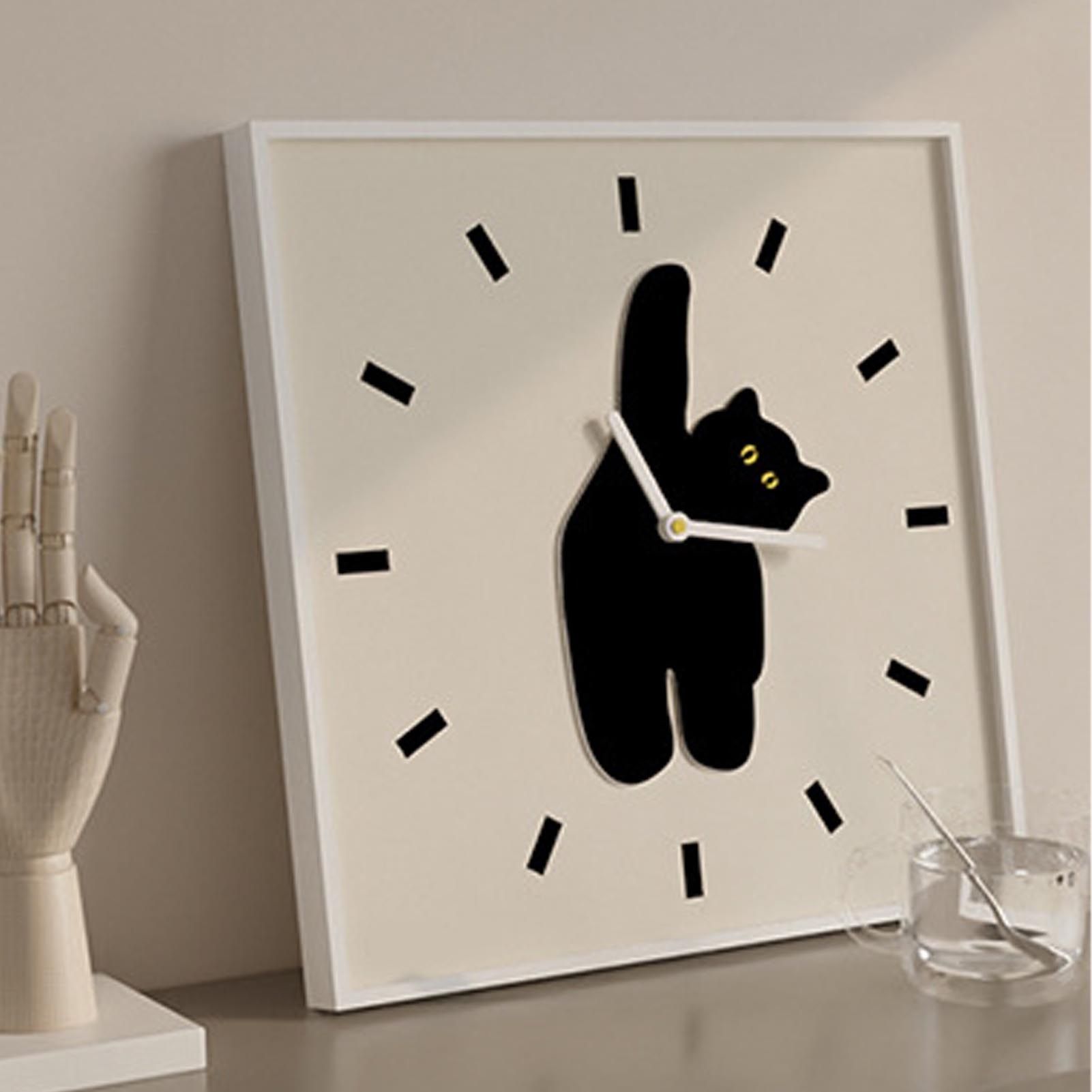 Wall Clock Innovative Nordic Style Cute Cat Pattern Silent Prevents Ticking view 12