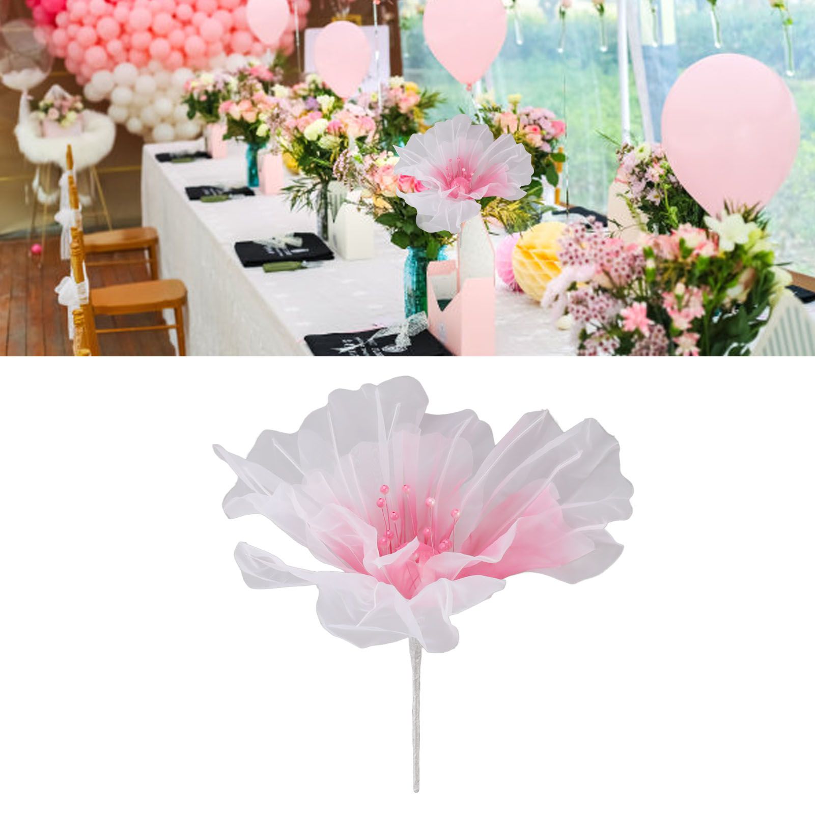 Gauze Flower 19.7in Diameter Soft Bright Colors Light Reusable Handcrafted view 12
