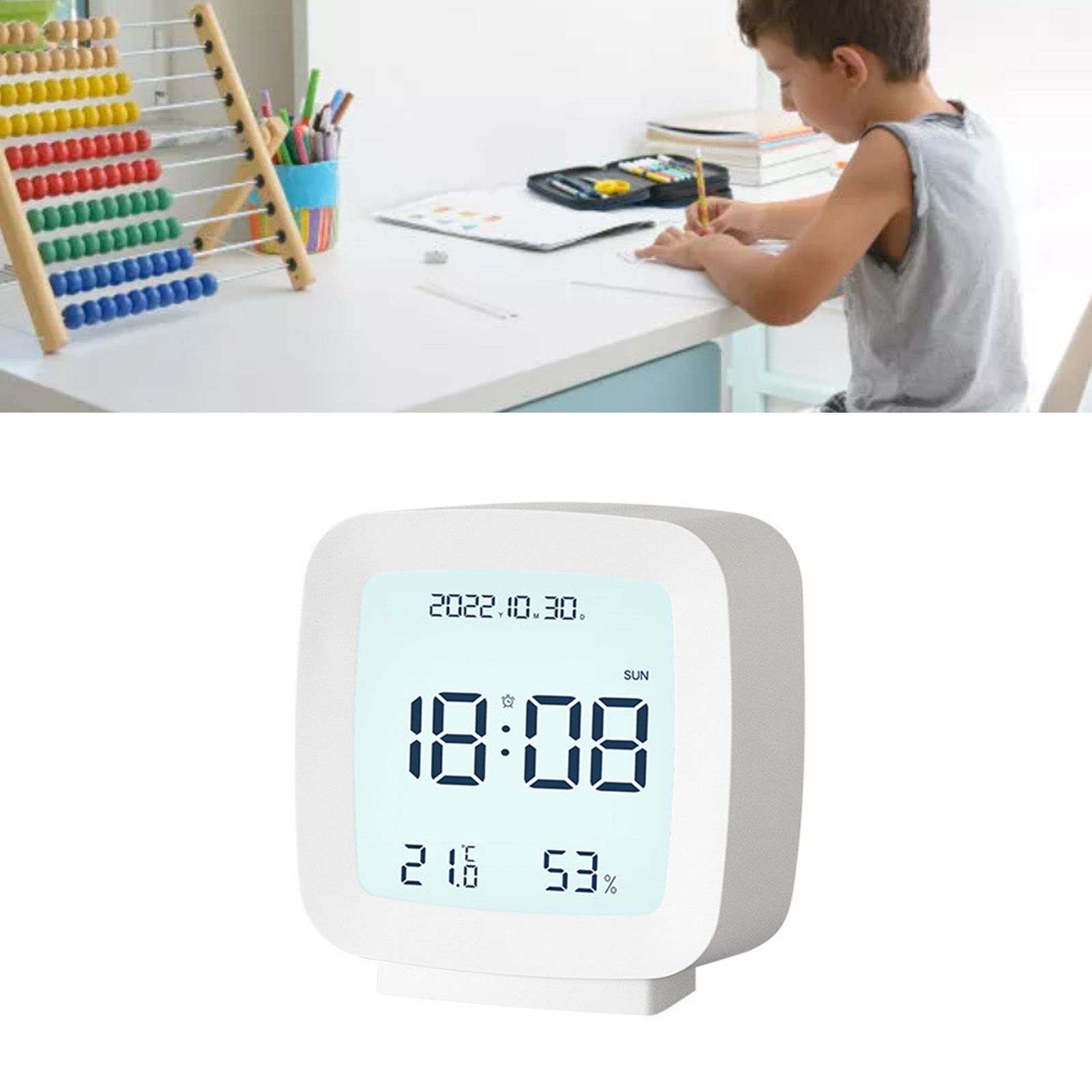 Kids Alarm Clock LED Digital Indoor Alarm Clocks with Temperature and Humidity view 11