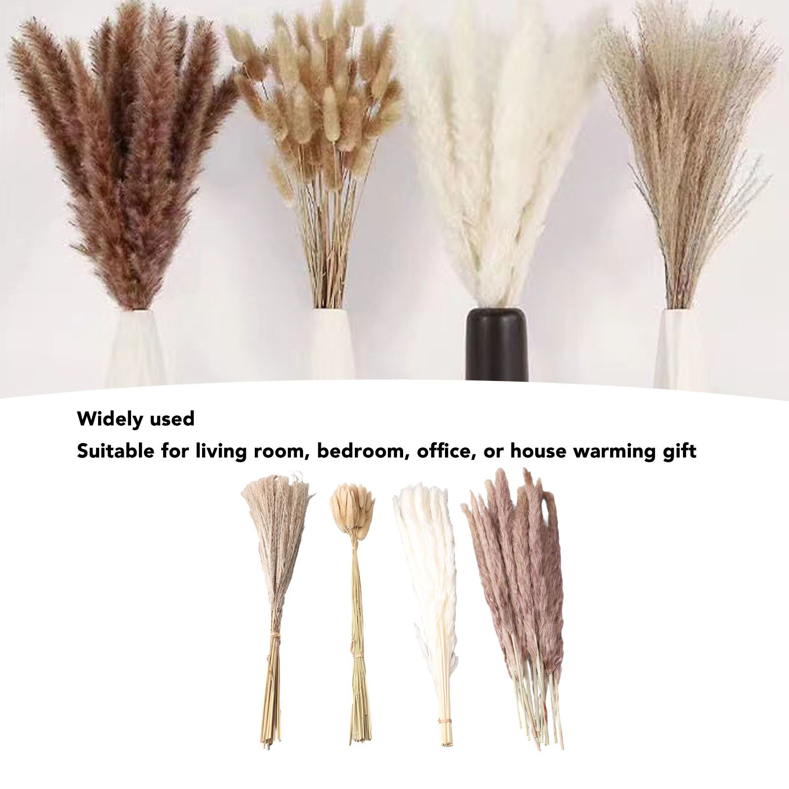 Natural Dried Pampas Grass Fluffy 15PCS White Pampas 15PCS Brown Pampas 50PCS view 14