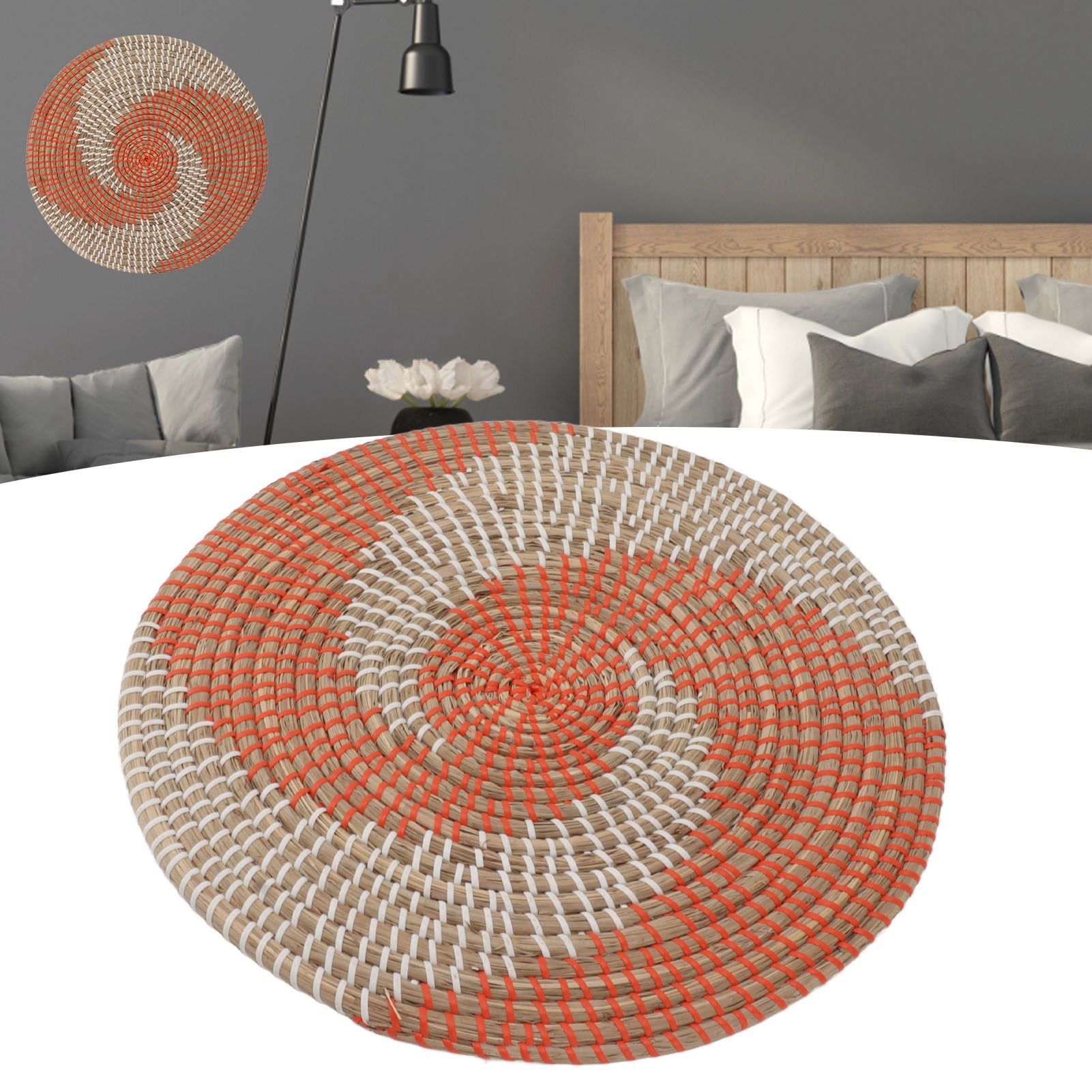 40CM Woven Wall Basket Decor Handmade Seagrass Versatile Bowl Insulation Hook view 11