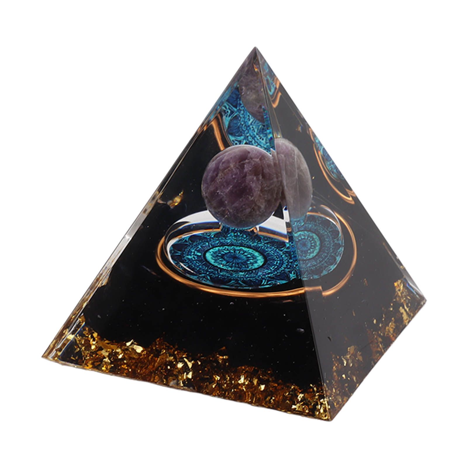 Crystal Epoxy Pyramid Decoration Hand Made 6cm Home Pyramid Desktop Ornament view 2
