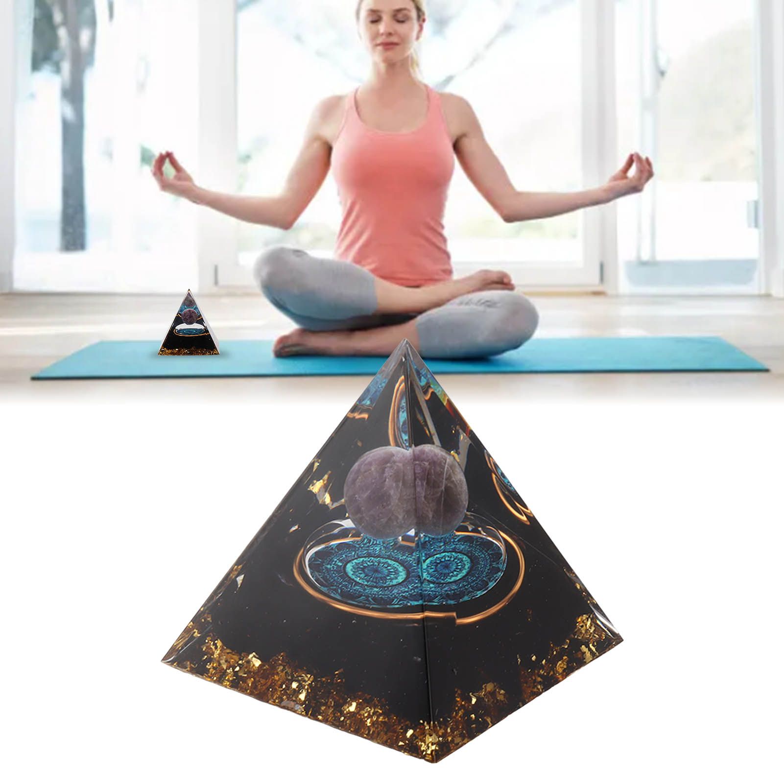 Crystal Epoxy Pyramid Decoration Hand Made 6cm Home Pyramid Desktop Ornament view 11