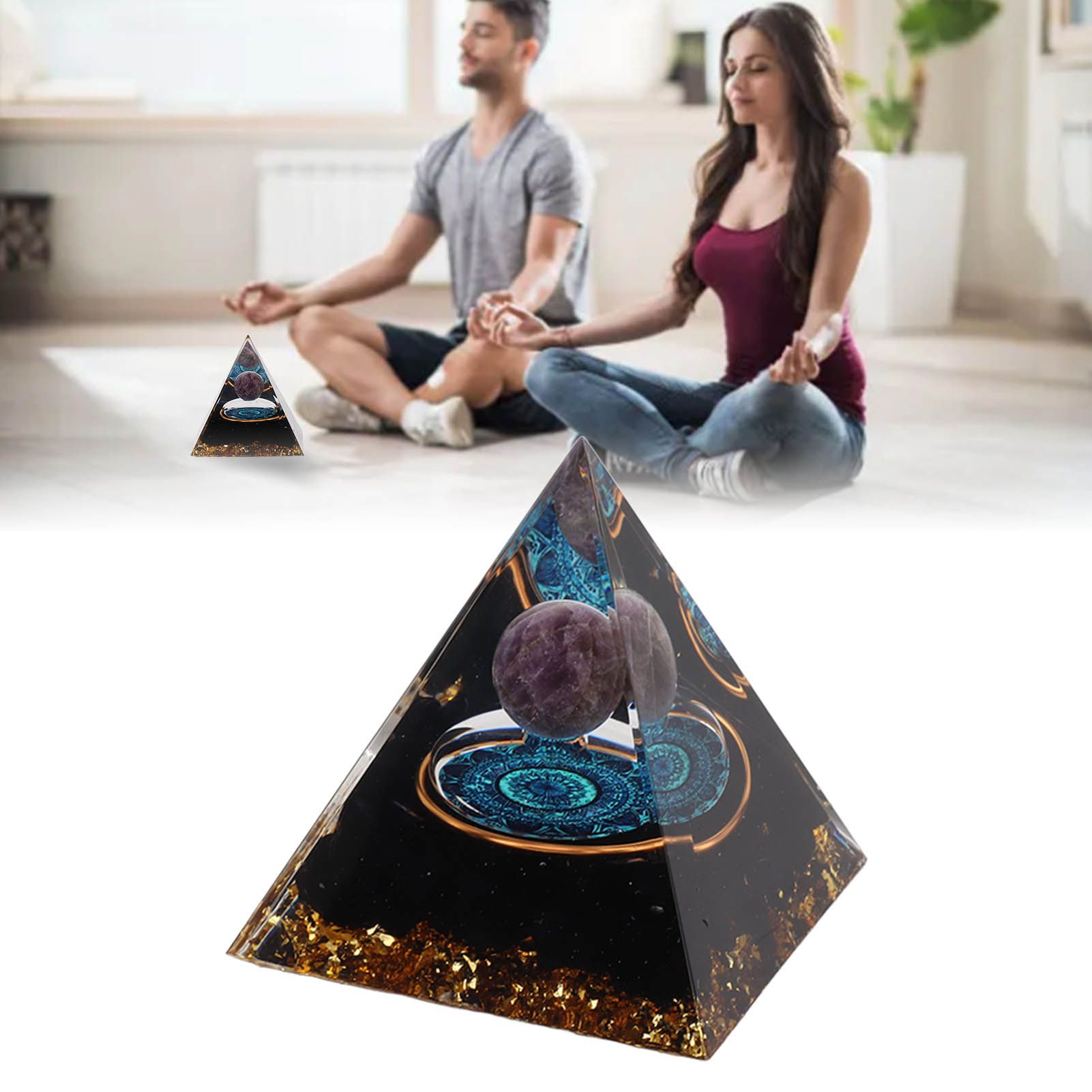 Crystal Epoxy Pyramid Decoration Hand Made 6cm Home Pyramid Desktop Ornament view 12