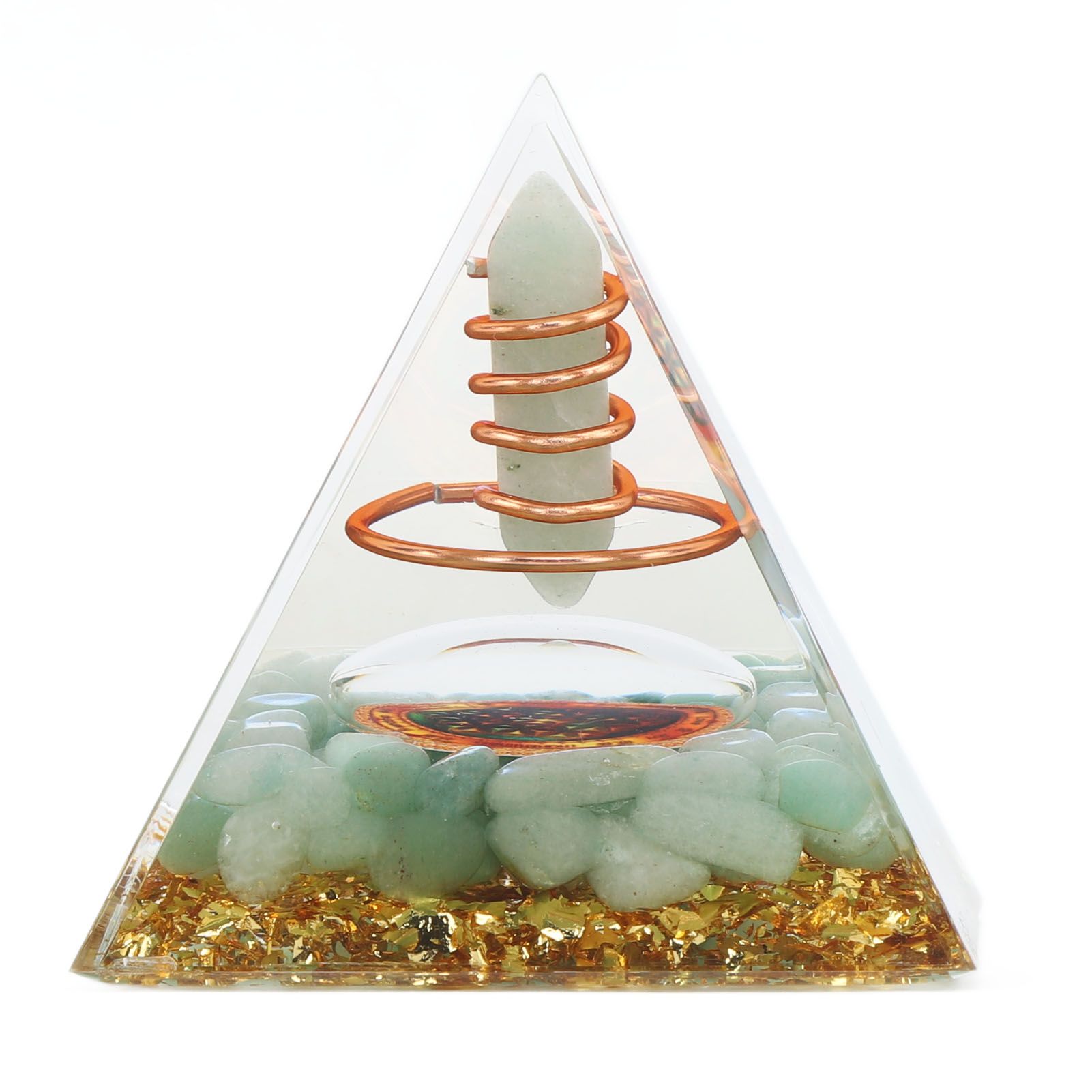 Orgonite Pyramid Crystal Energy Generator 6cm Stone Copper Handmade Pyramid