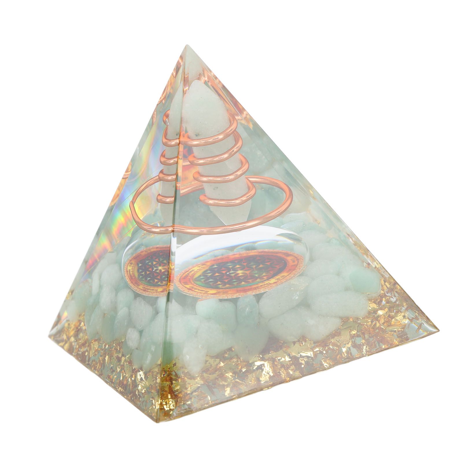Orgonite Pyramid Crystal Energy Generator 6cm Stone Copper Handmade Pyramid view 5
