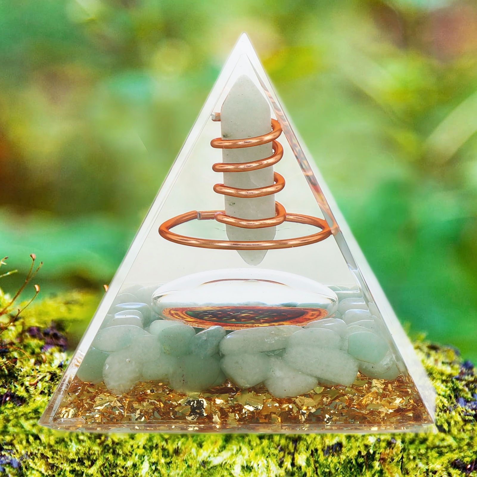 Orgonite Pyramid Crystal Energy Generator 6cm Stone Copper Handmade Pyramid view 12