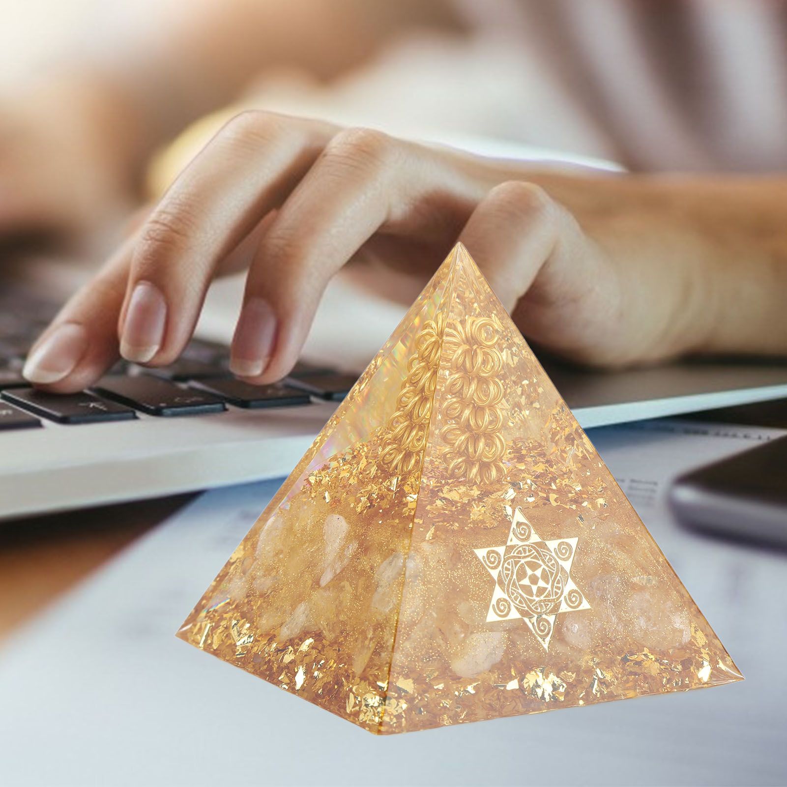 Orgonite Pyramid 6cm Energy Generator Crystal Wire Handmade Pyramid Decor for view 11