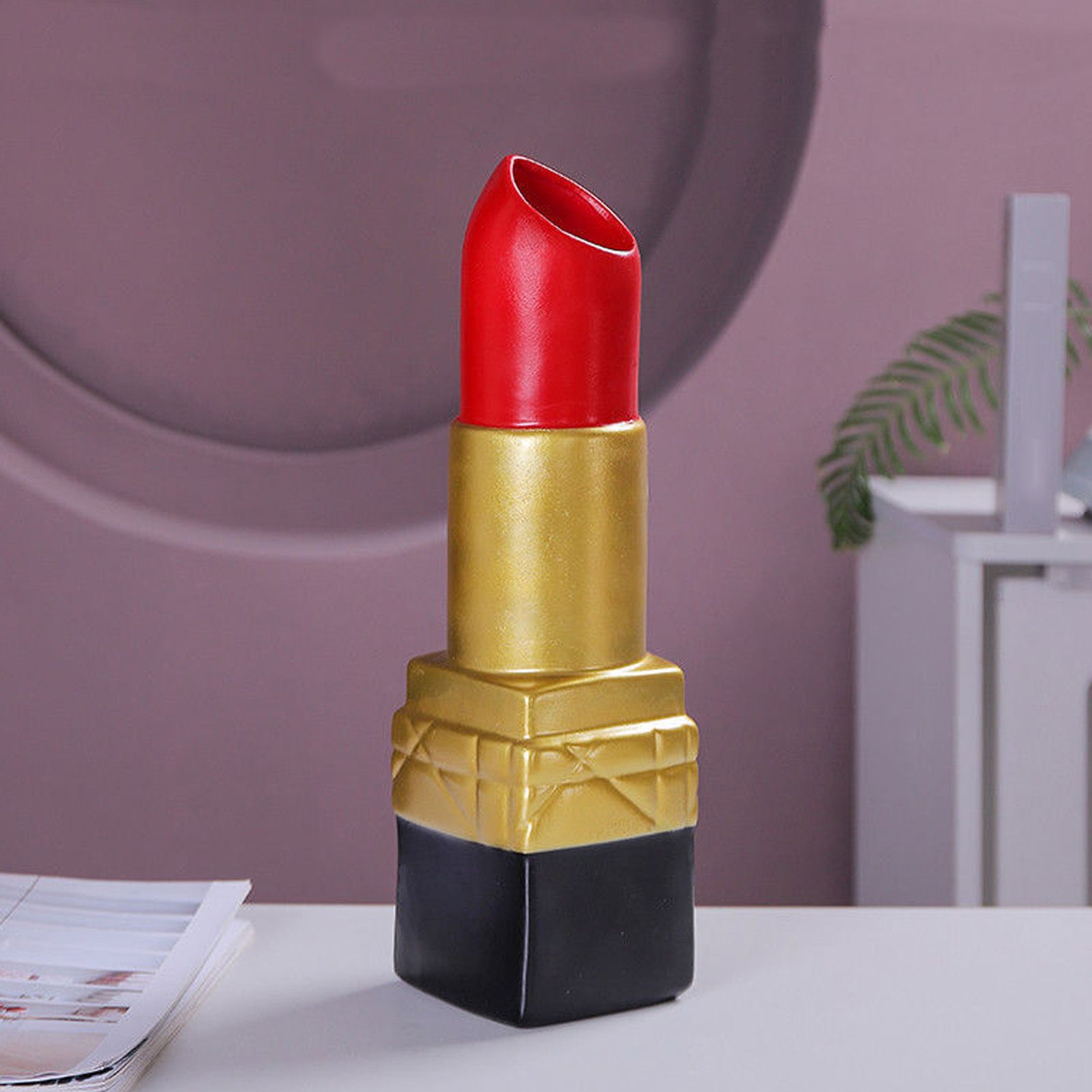 Creative Lipstick Shape Vase Beautiful Resin Exquisite Realistic Lipstick view 12