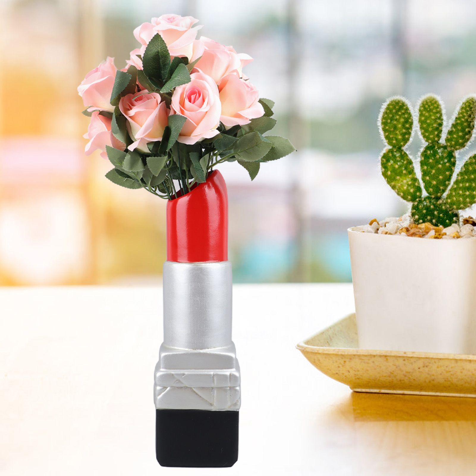Creative Lipstick Shape Vase Beautiful Resin Exquisite Realistic Lipstick view 11