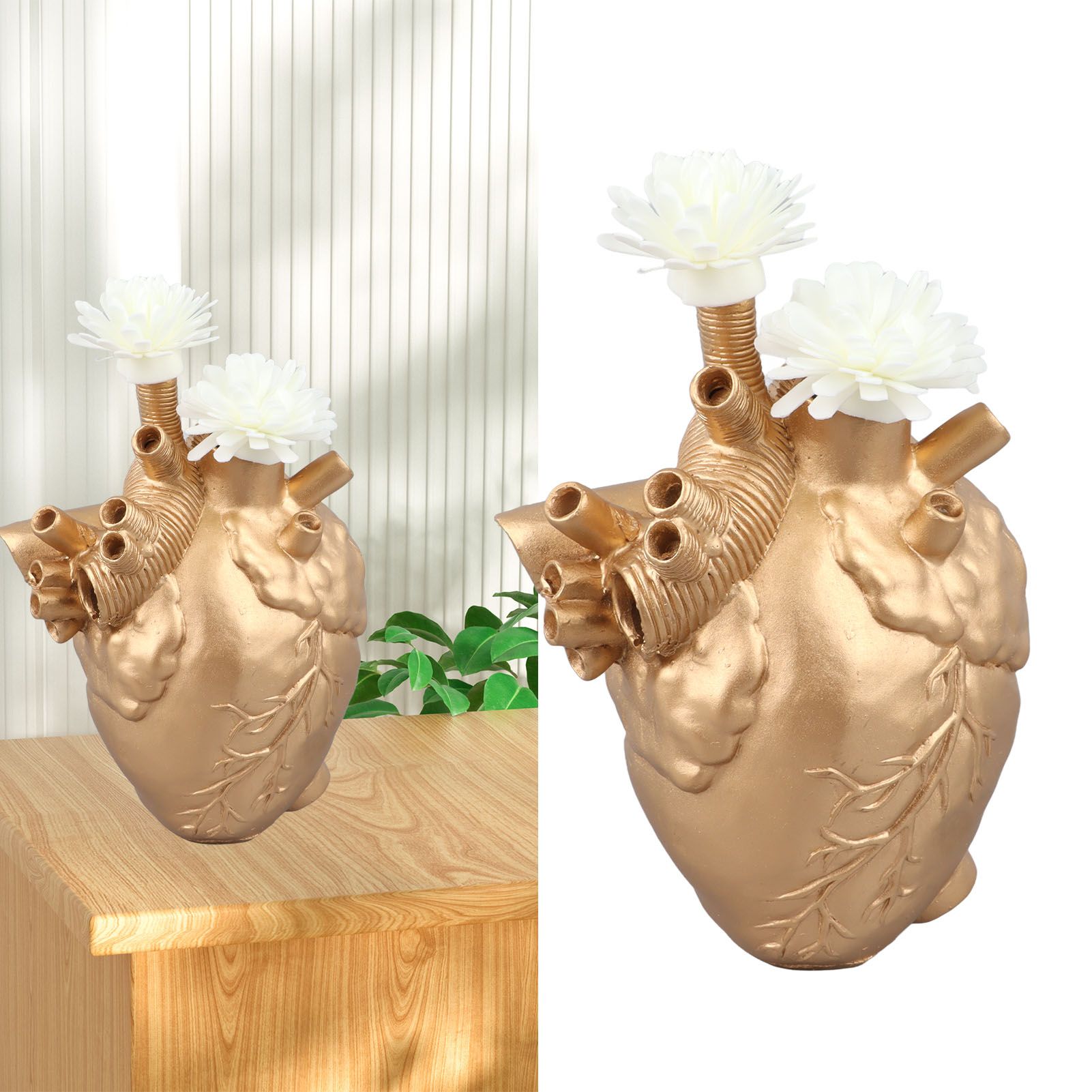 Creative Anatomical Heart Vases Resin Sculpture Heart Shaped Art Flower Vases view 11
