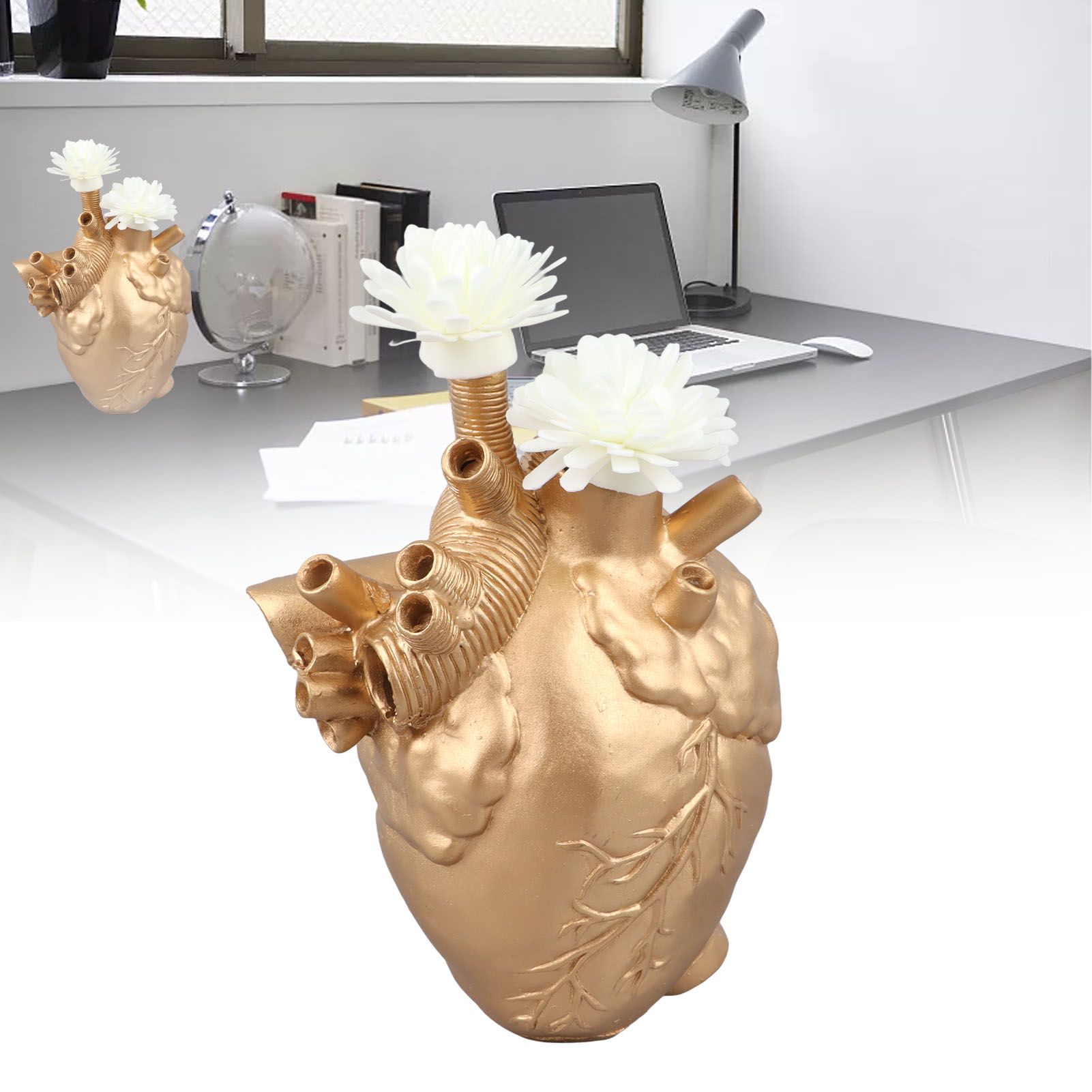 Creative Anatomical Heart Vases Resin Sculpture Heart Shaped Art Flower Vases view 12