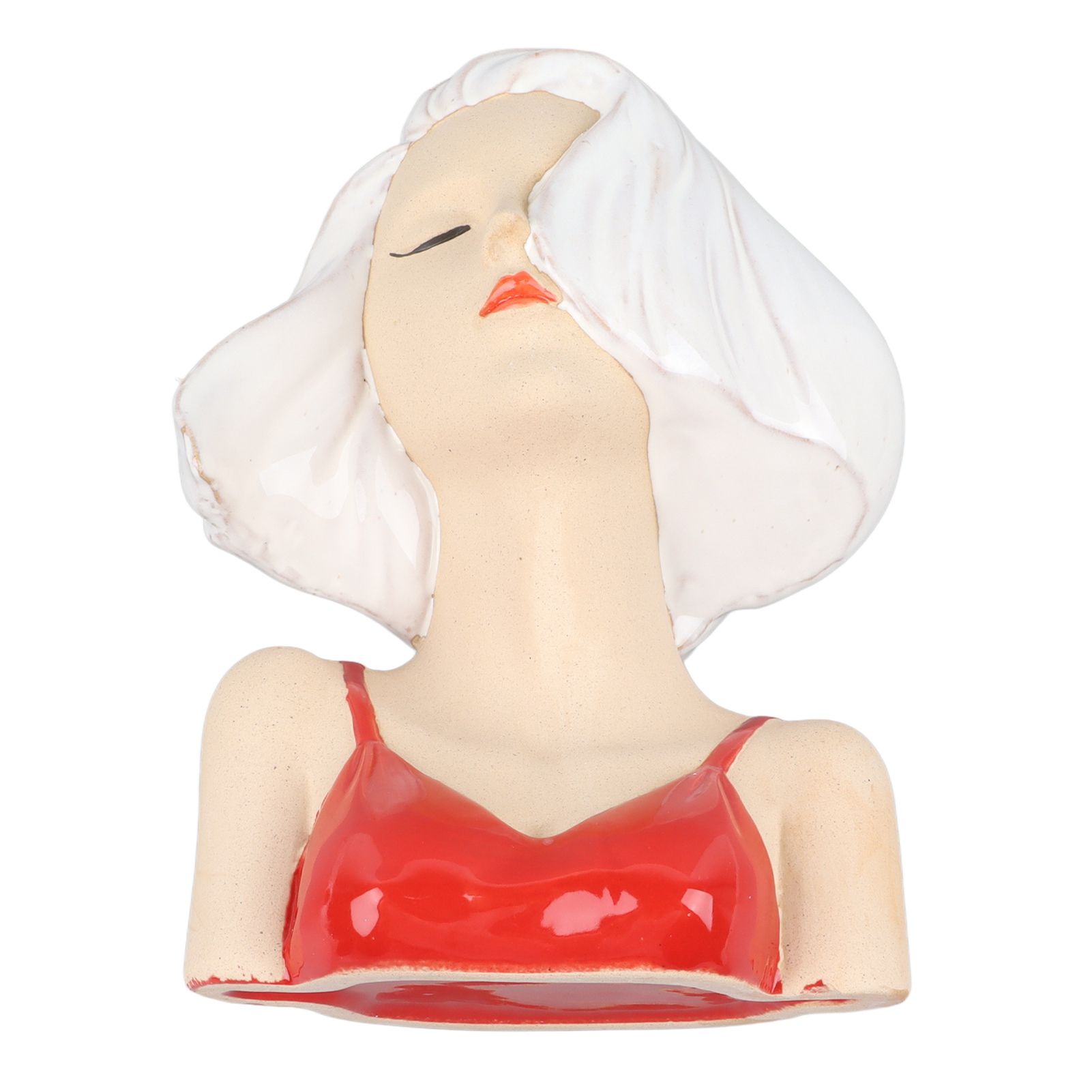 Girl Face Vase Modern Decorative Sculpture Ceramic Head Flower Vase for Living view 6