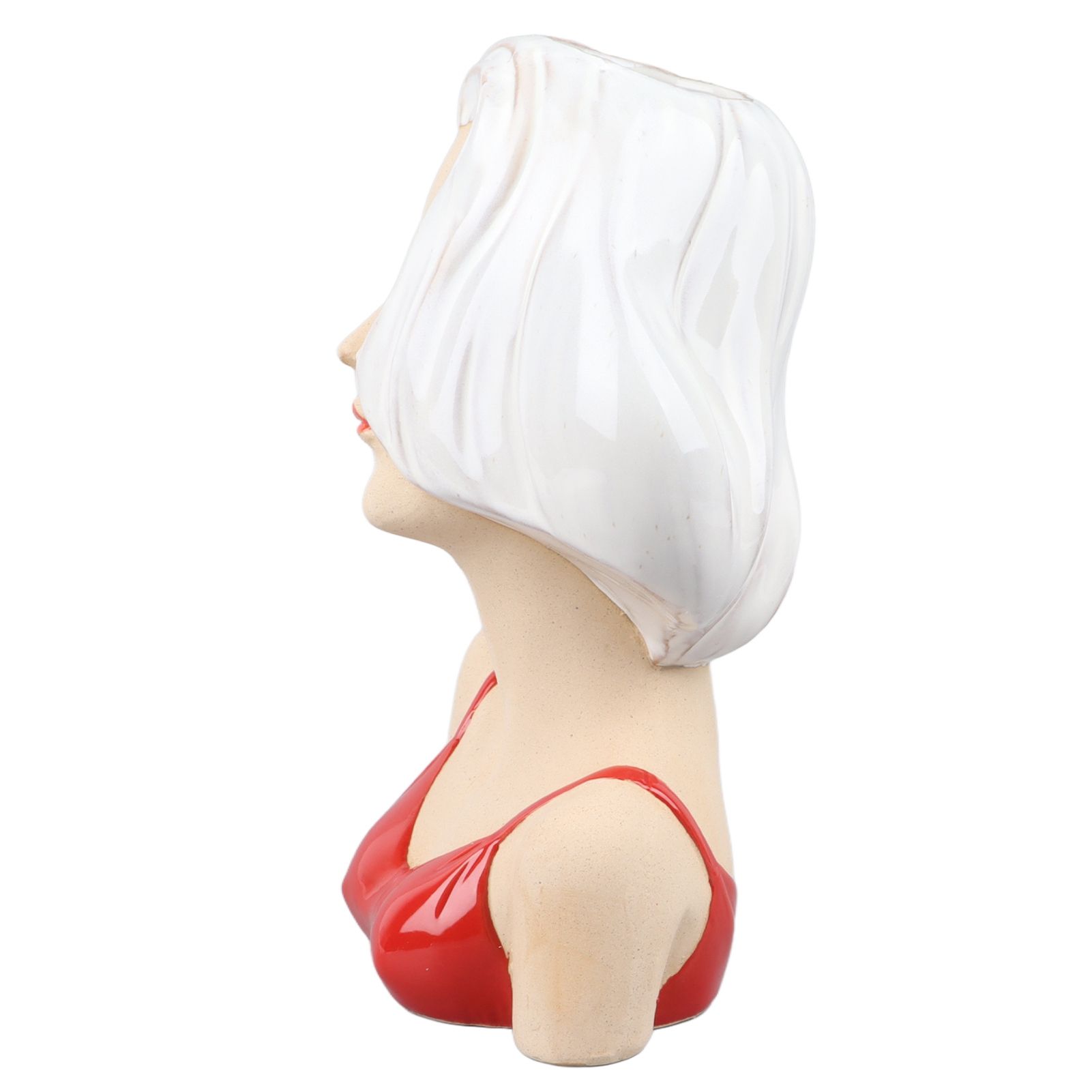 Girl Face Vase Modern Decorative Sculpture Ceramic Head Flower Vase for Living view 7