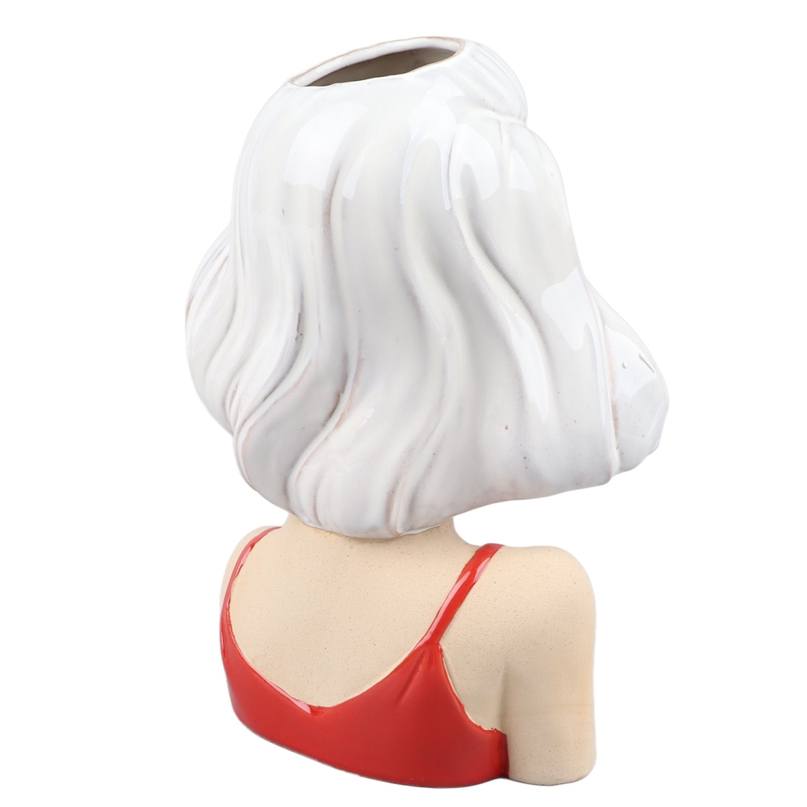Girl Face Vase Modern Decorative Sculpture Ceramic Head Flower Vase for Living view 8