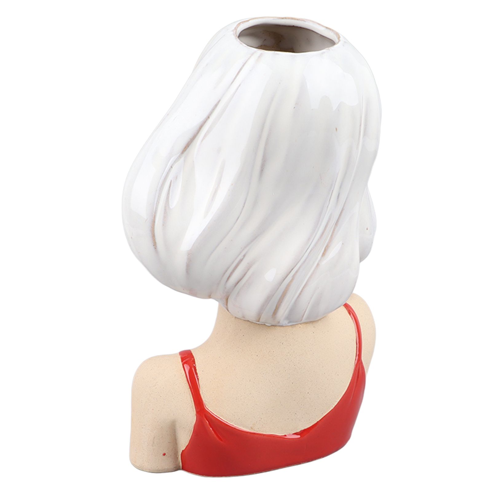 Girl Face Vase Modern Decorative Sculpture Ceramic Head Flower Vase for Living view 9