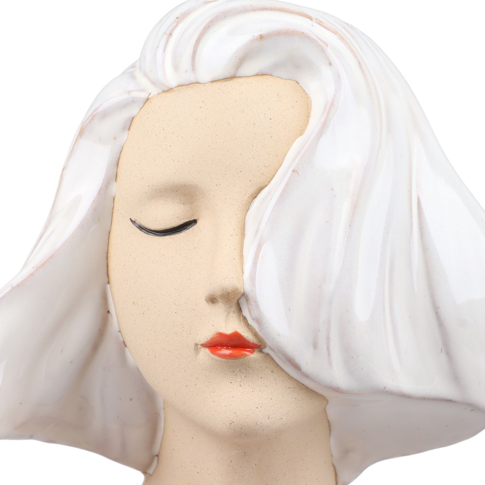 Girl Face Vase Modern Decorative Sculpture Ceramic Head Flower Vase for Living view 14