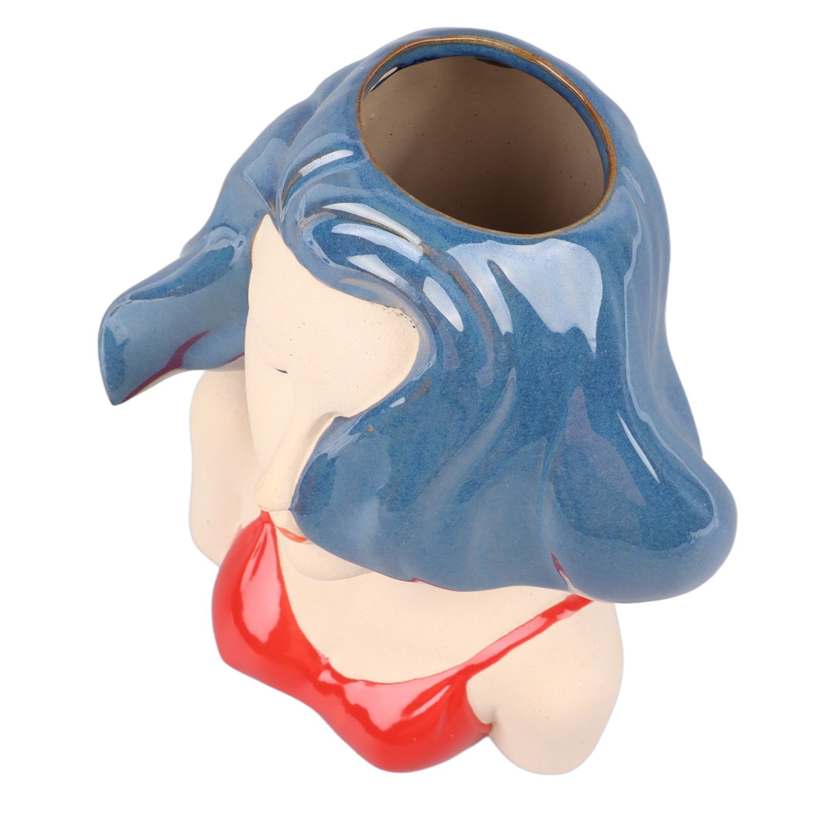 Girl Face Vase Modern Decorative Sculpture Ceramic Head Flower Vase for Living view 5