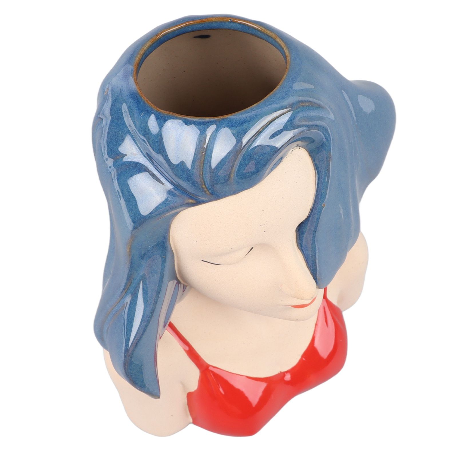 Girl Face Vase Modern Decorative Sculpture Ceramic Head Flower Vase for Living view 6