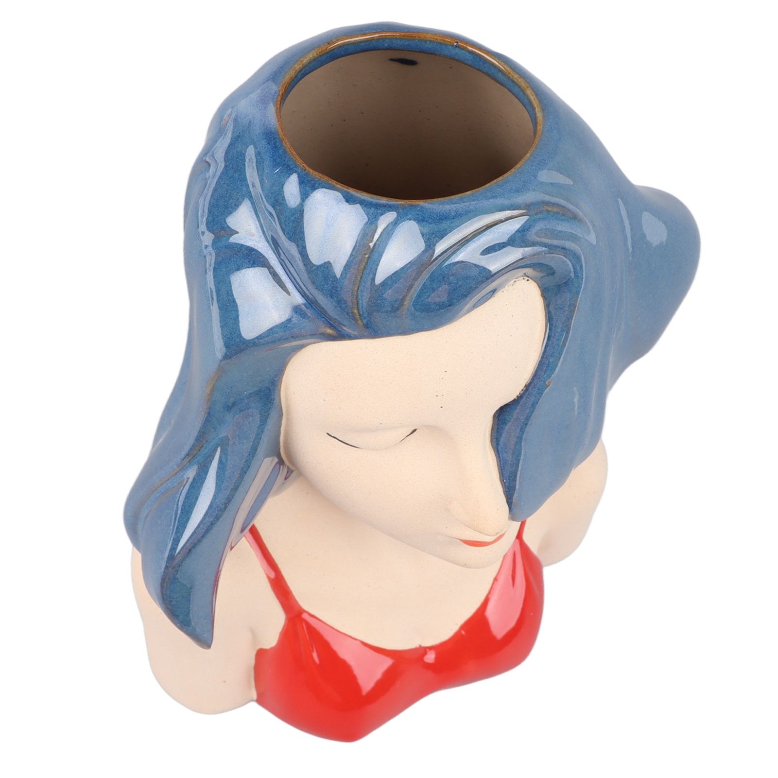 Girl Face Vase Modern Decorative Sculpture Ceramic Head Flower Vase for Living view 7