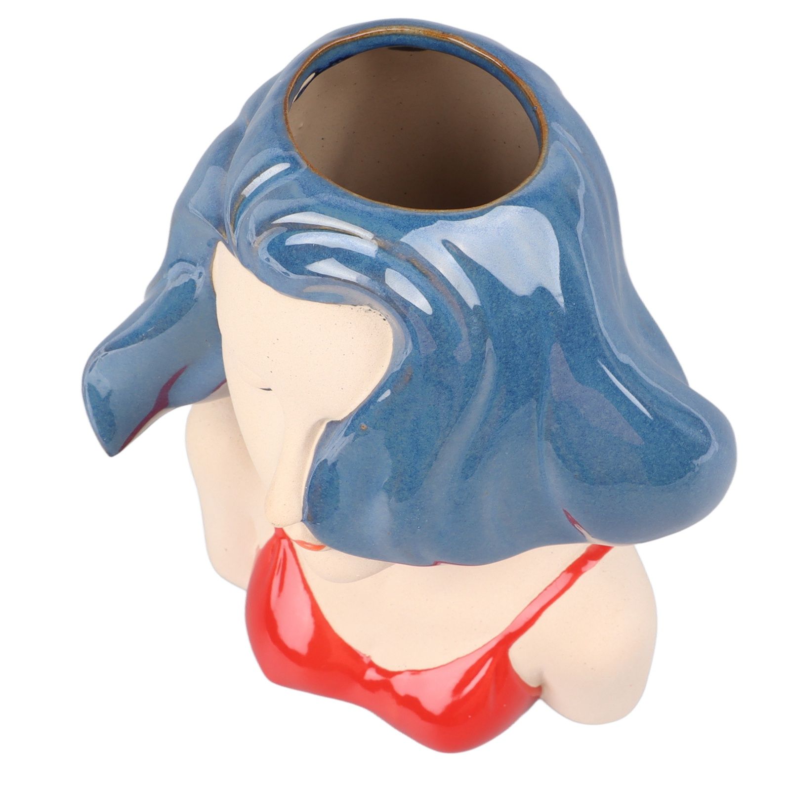 Girl Face Vase Modern Decorative Sculpture Ceramic Head Flower Vase for Living view 8