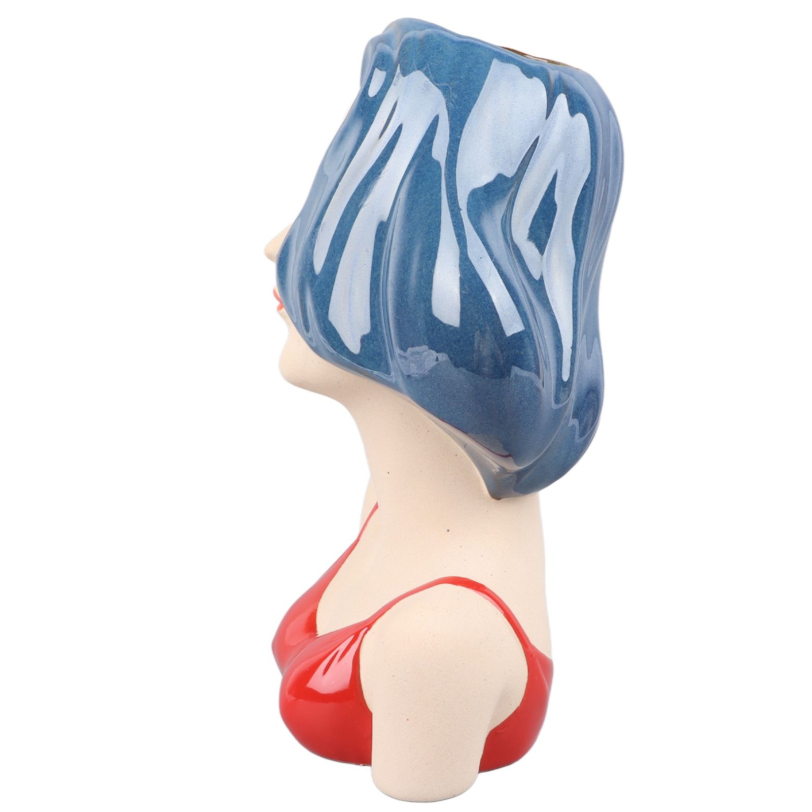 Girl Face Vase Modern Decorative Sculpture Ceramic Head Flower Vase for Living view 9