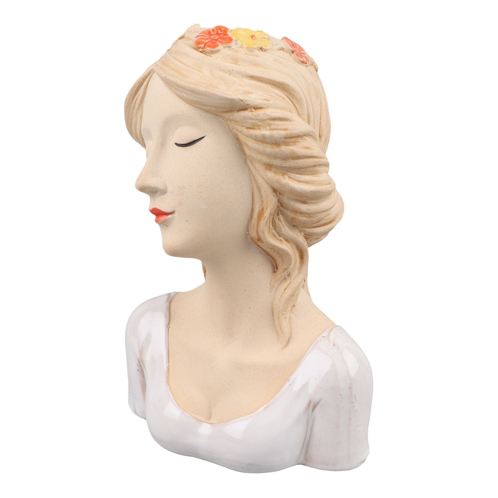 Modern Ceramic Face Vases Decorative Modern Style Shy Girl Flower Lady Head view 2