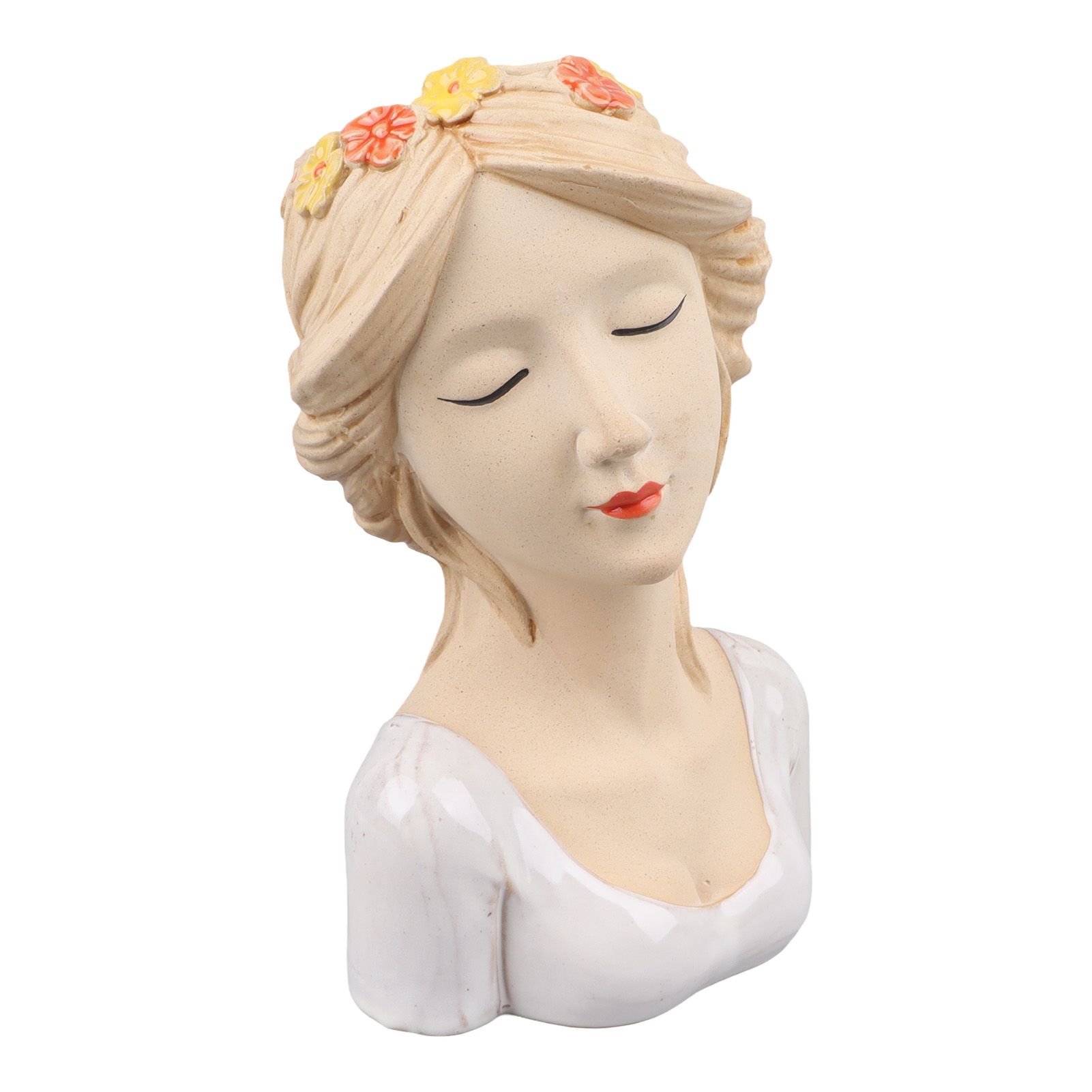 Modern Ceramic Face Vases Decorative Modern Style Shy Girl Flower Lady Head view 3