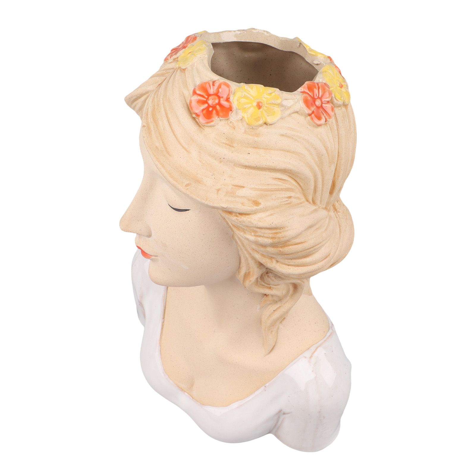 Modern Ceramic Face Vases Decorative Modern Style Shy Girl Flower Lady Head view 4