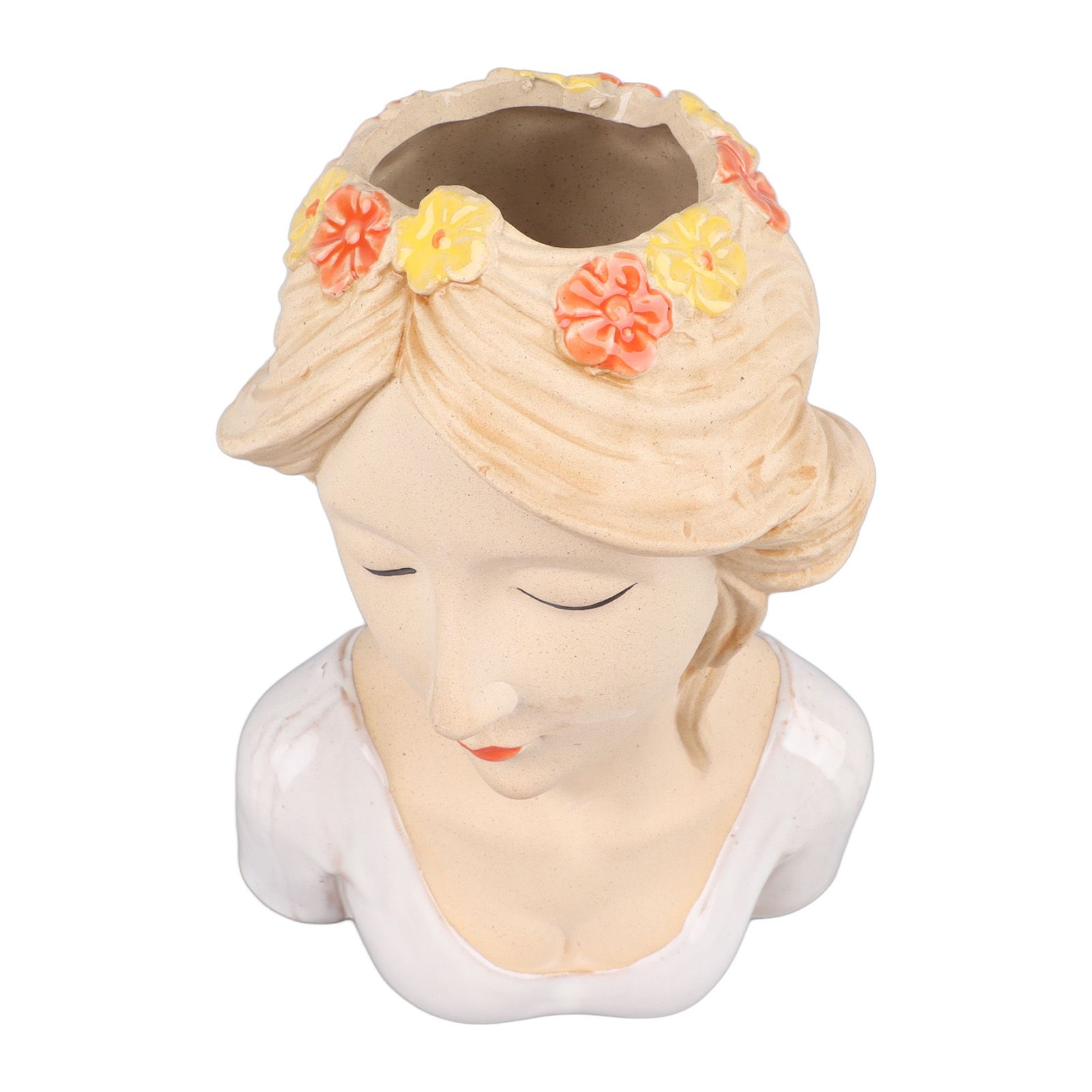 Modern Ceramic Face Vases Decorative Modern Style Shy Girl Flower Lady Head view 5
