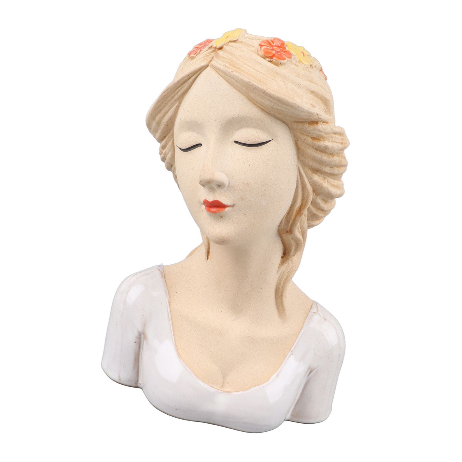 Modern Ceramic Face Vases Decorative Modern Style Shy Girl Flower Lady Head view 7