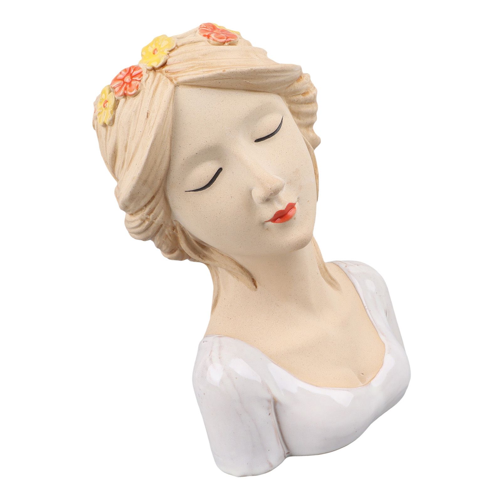 Modern Ceramic Face Vases Decorative Modern Style Shy Girl Flower Lady Head view 9