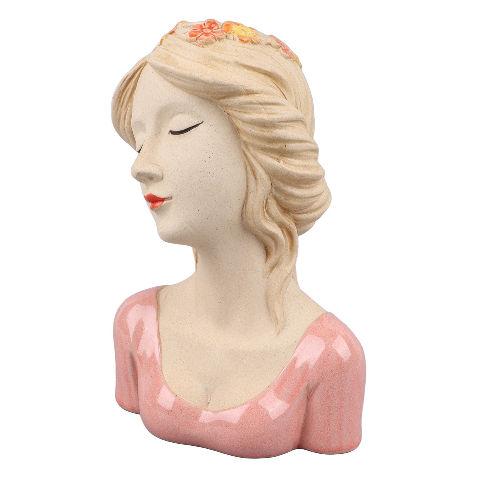 Modern Ceramic Face Vases Decorative Modern Style Shy Girl Flower Lady Head view 2