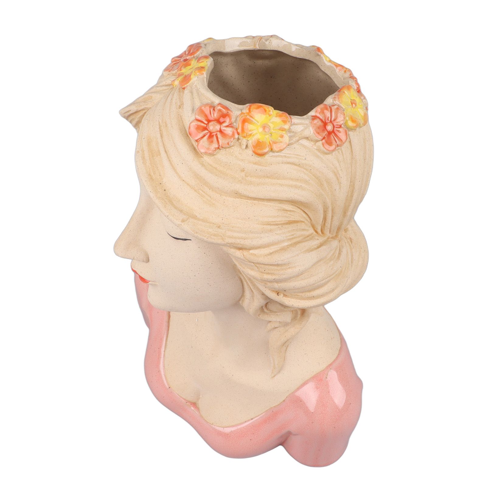 Modern Ceramic Face Vases Decorative Modern Style Shy Girl Flower Lady Head view 4