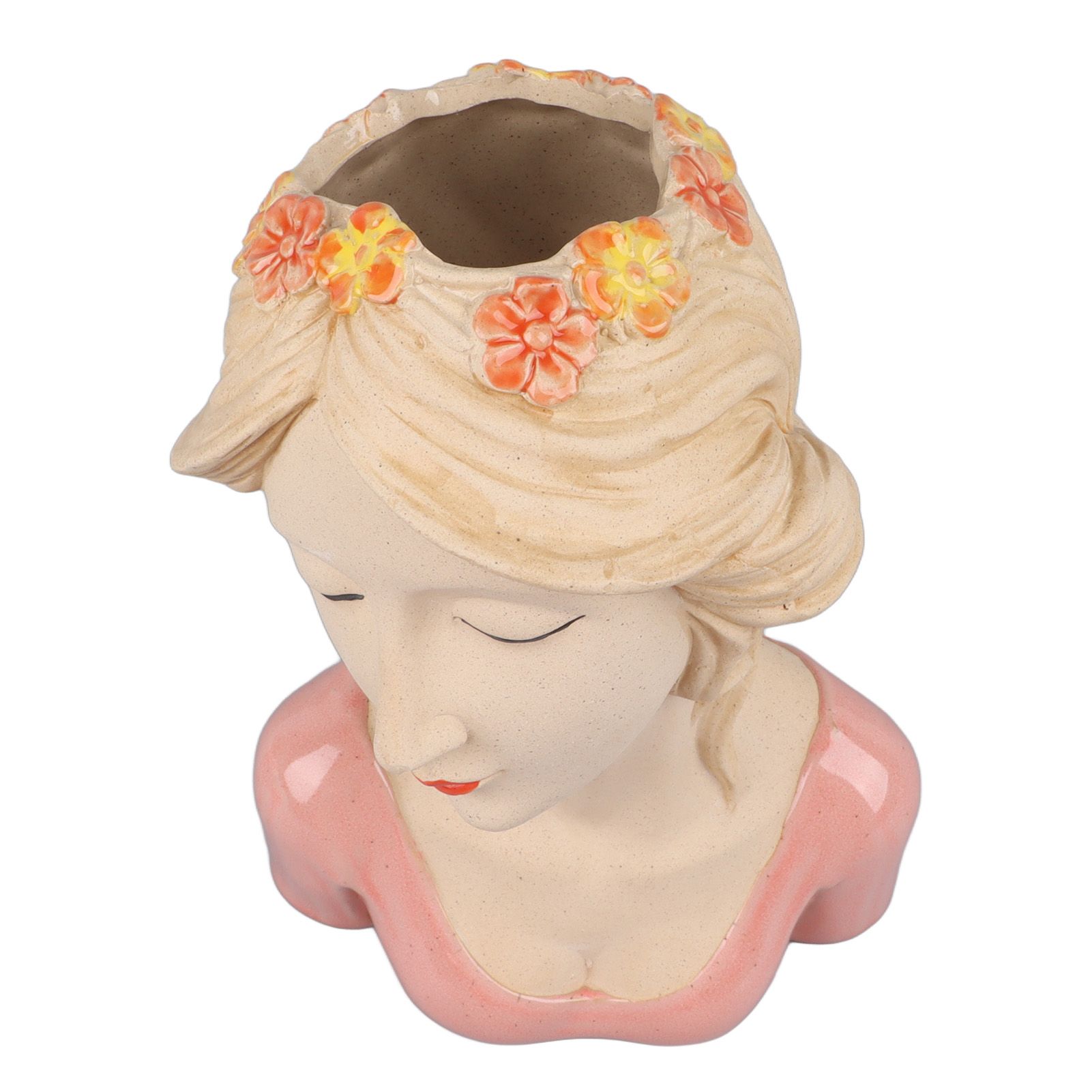 Modern Ceramic Face Vases Decorative Modern Style Shy Girl Flower Lady Head view 5