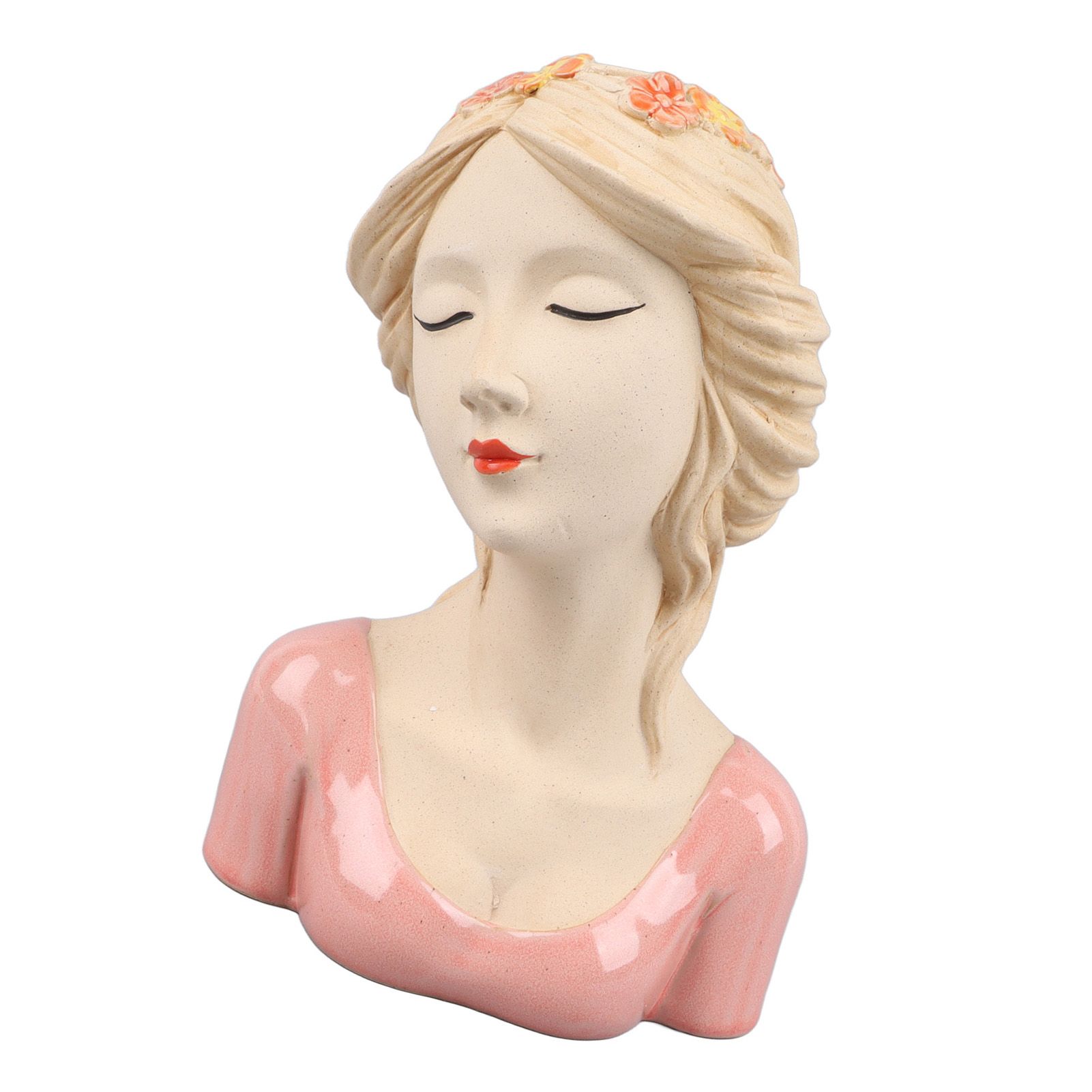 Modern Ceramic Face Vases Decorative Modern Style Shy Girl Flower Lady Head view 7