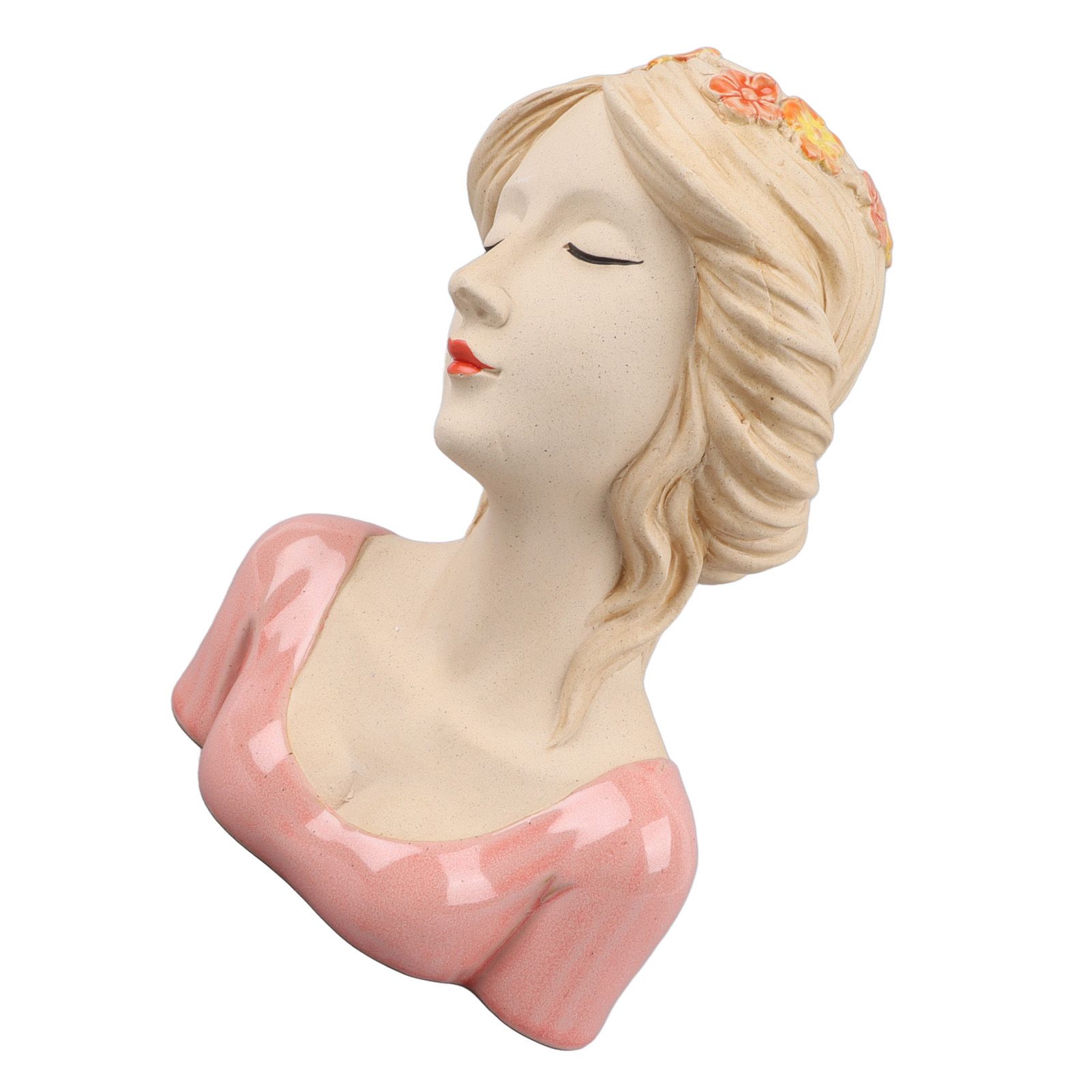 Modern Ceramic Face Vases Decorative Modern Style Shy Girl Flower Lady Head view 8