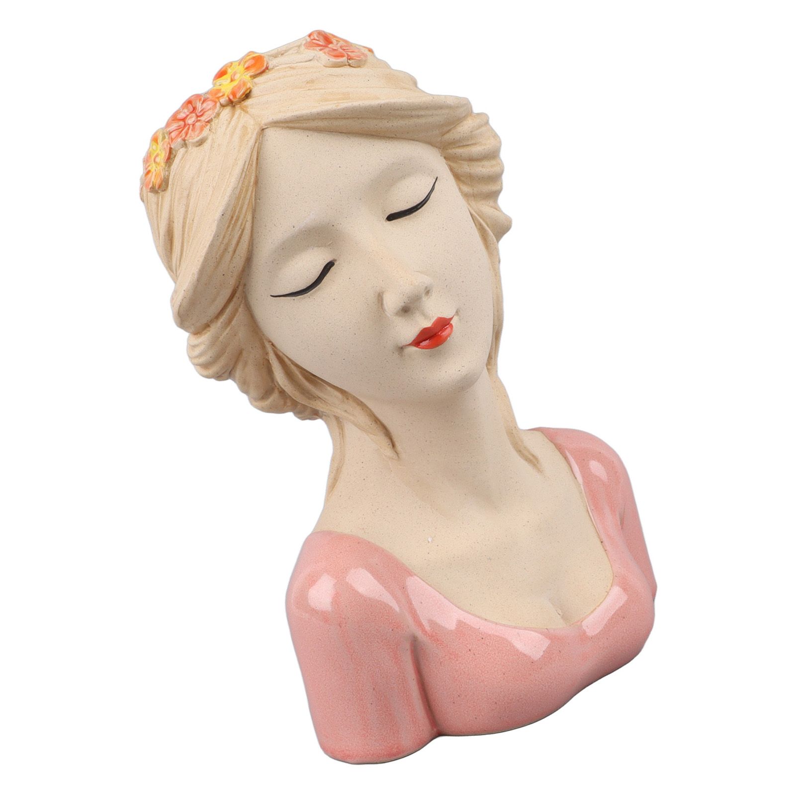 Modern Ceramic Face Vases Decorative Modern Style Shy Girl Flower Lady Head view 9