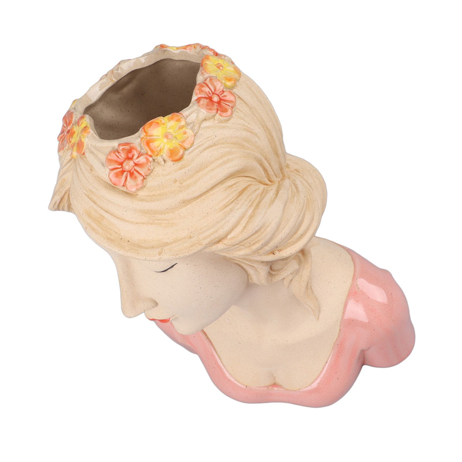 Modern Ceramic Face Vases Decorative Modern Style Shy Girl Flower Lady Head view 10