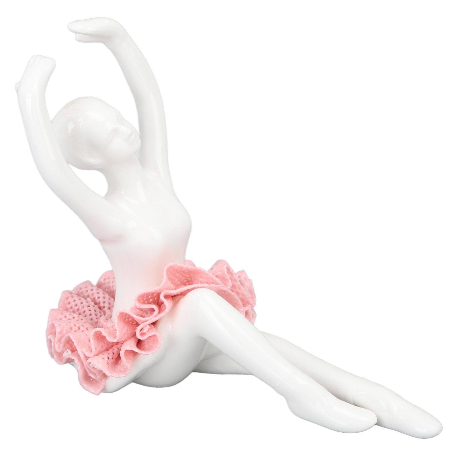 Ballet Dancer Statue Pink Ballerina Figure Ceramic Figure Decor for Table view 2
