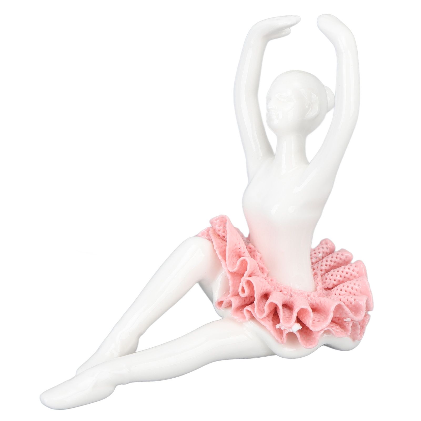 Ballet Dancer Statue Pink Ballerina Figure Ceramic Figure Decor for Table view 3