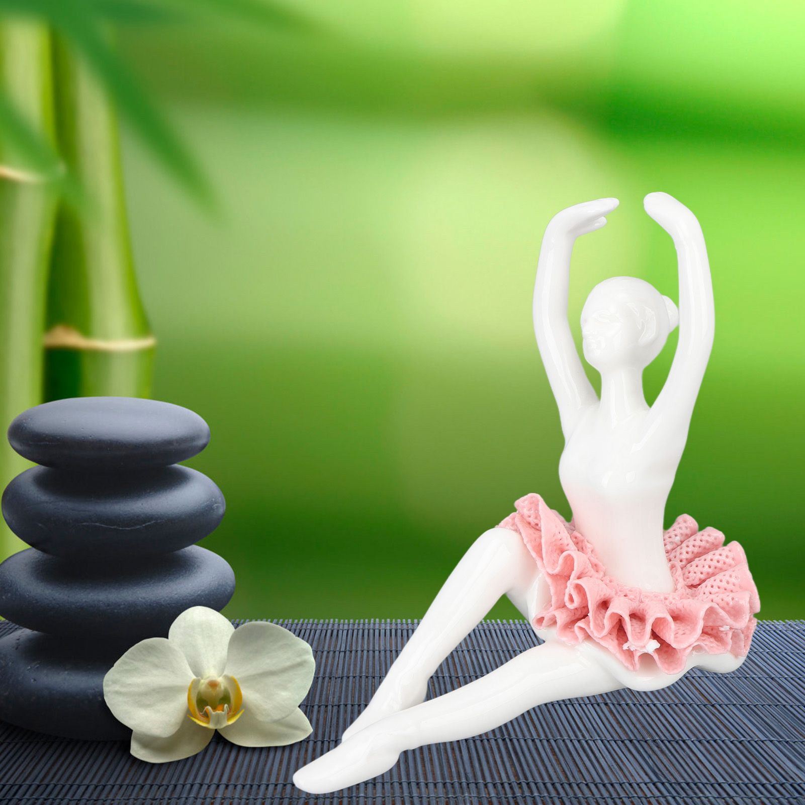 Ballet Dancer Statue Pink Ballerina Figure Ceramic Figure Decor for Table view 12