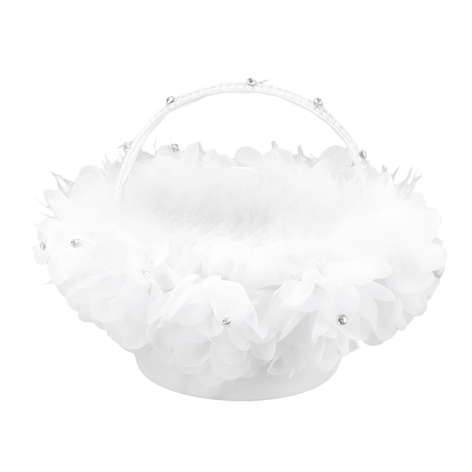 White Flower Girl Basket Petal Beads Decoration Handheld Bridesmaid Scattering