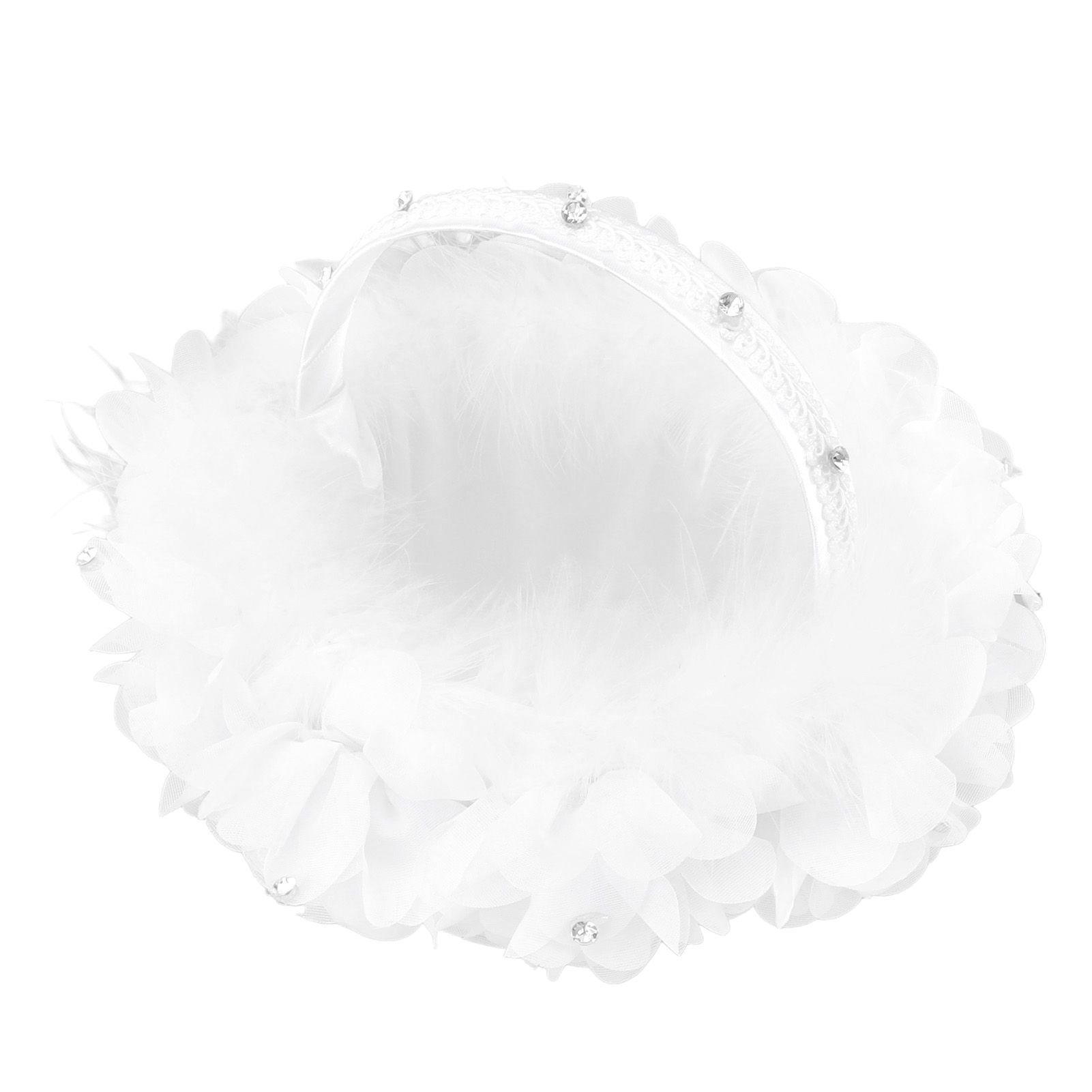 White Flower Girl Basket Petal Beads Decoration Handheld Bridesmaid Scattering view 3