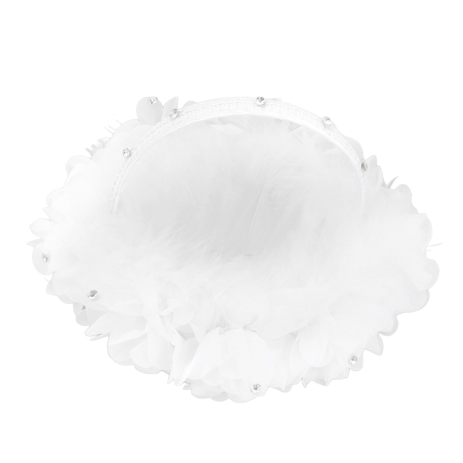 White Flower Girl Basket Petal Beads Decoration Handheld Bridesmaid Scattering view 5