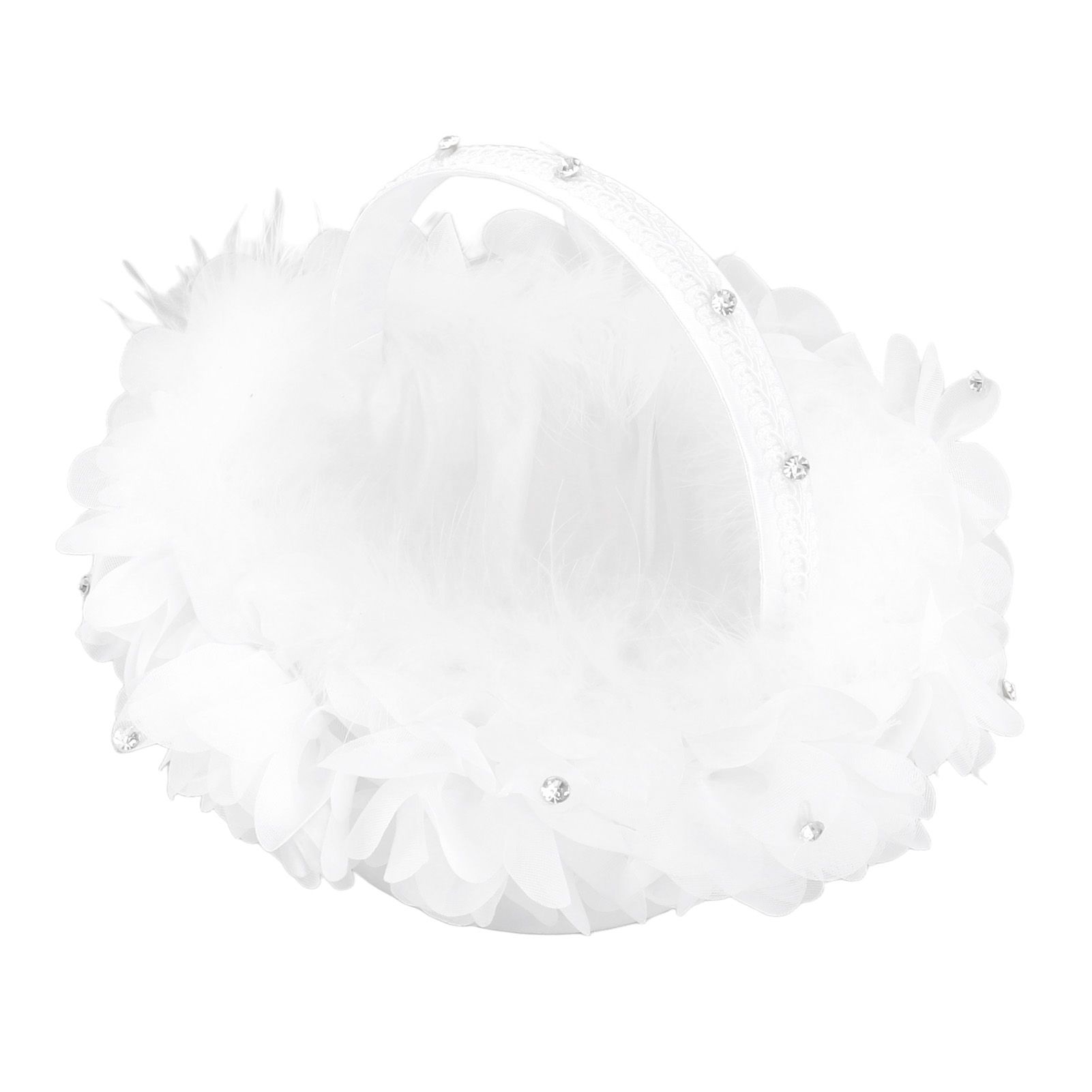 White Flower Girl Basket Petal Beads Decoration Handheld Bridesmaid Scattering view 6