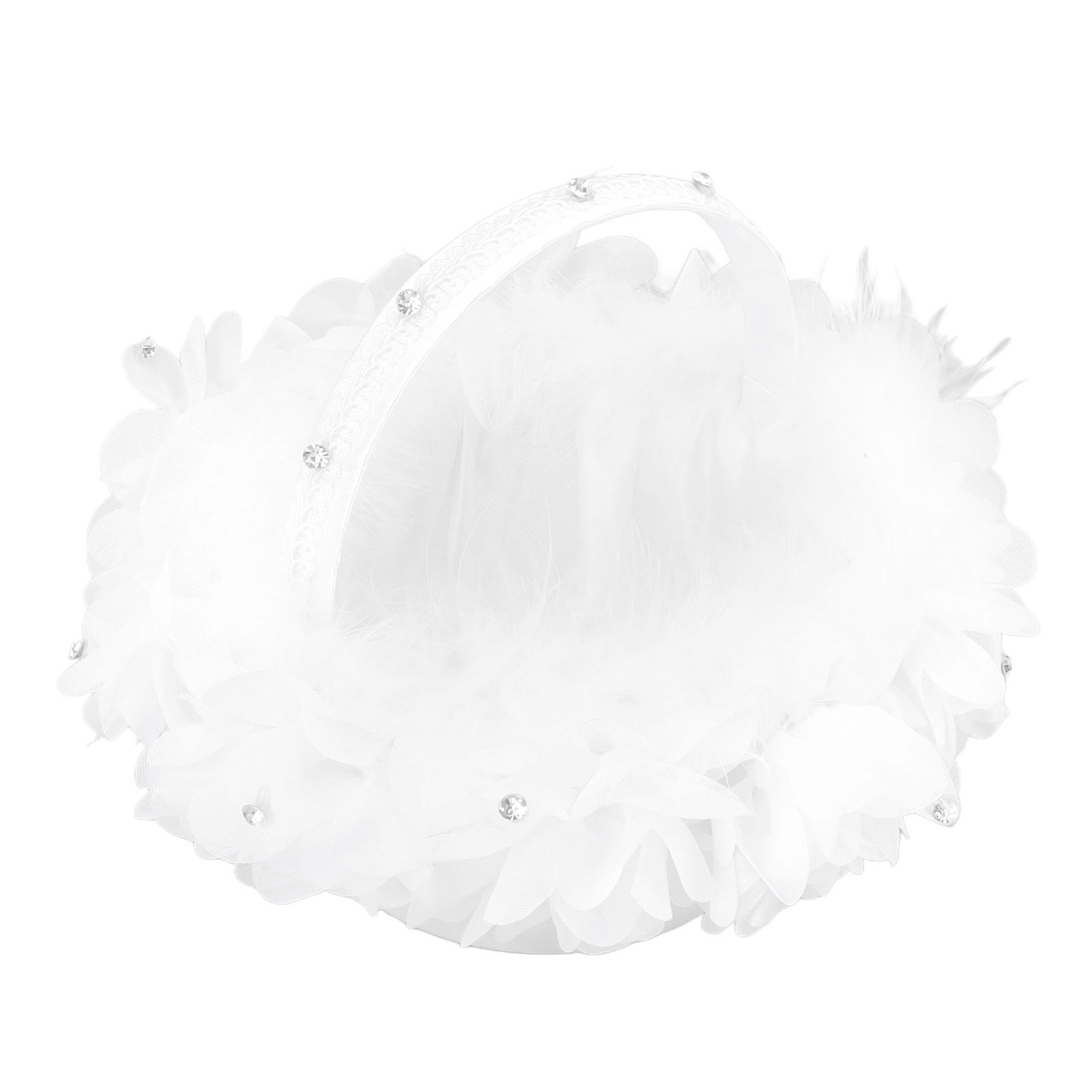 White Flower Girl Basket Petal Beads Decoration Handheld Bridesmaid Scattering view 7