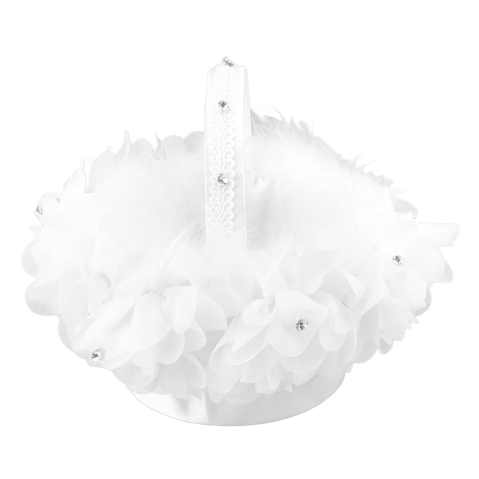 White Flower Girl Basket Petal Beads Decoration Handheld Bridesmaid Scattering view 8
