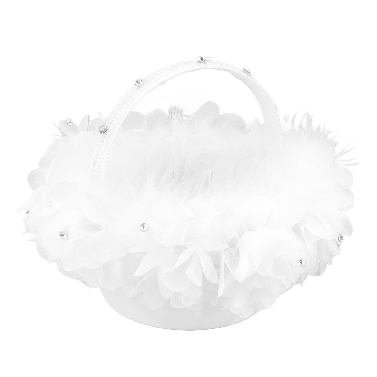 White Flower Girl Basket Petal Beads Decoration Handheld Bridesmaid Scattering view 9