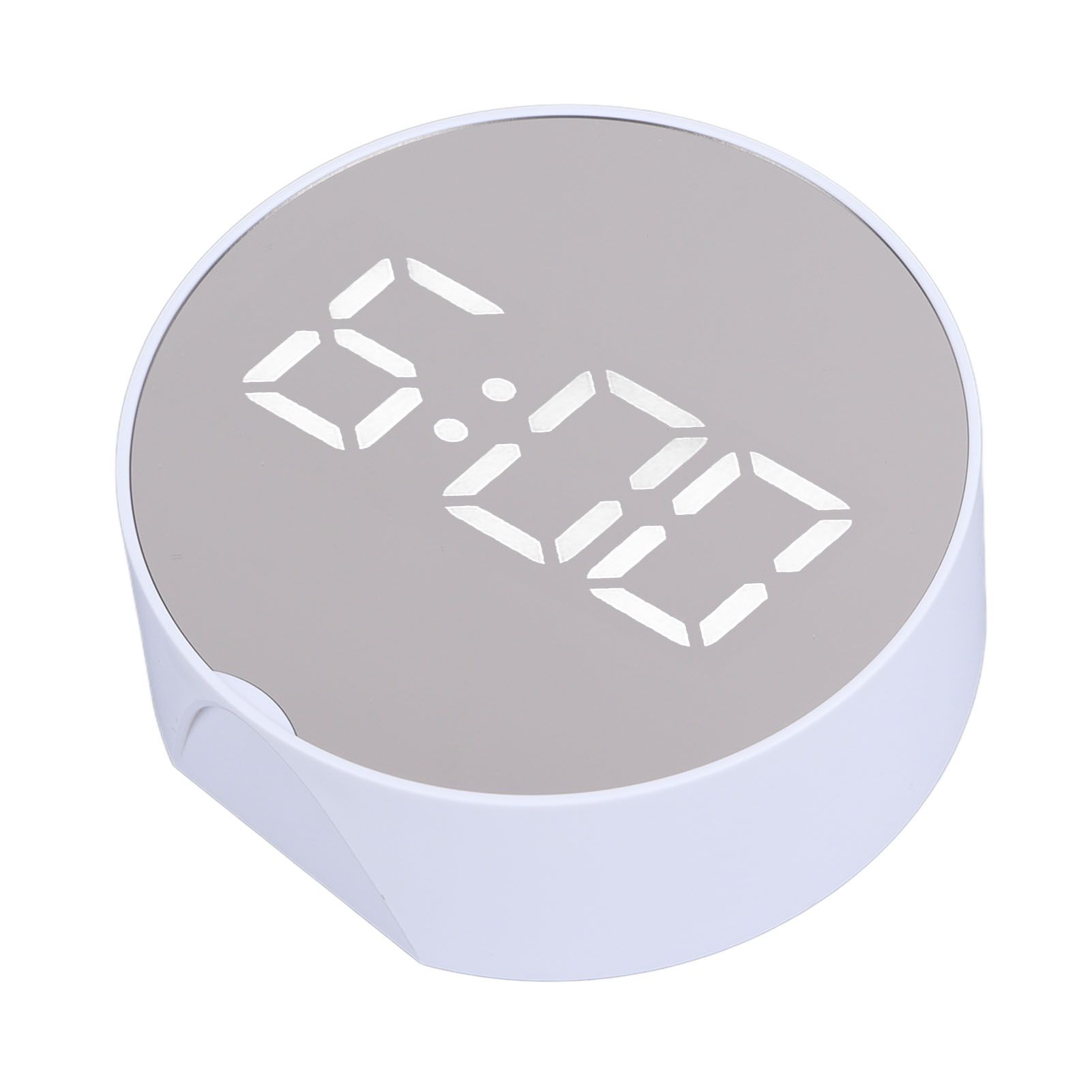 Digital Mirror Clock Alarm White Big Round Screen Easy to Read Portable LED view 2